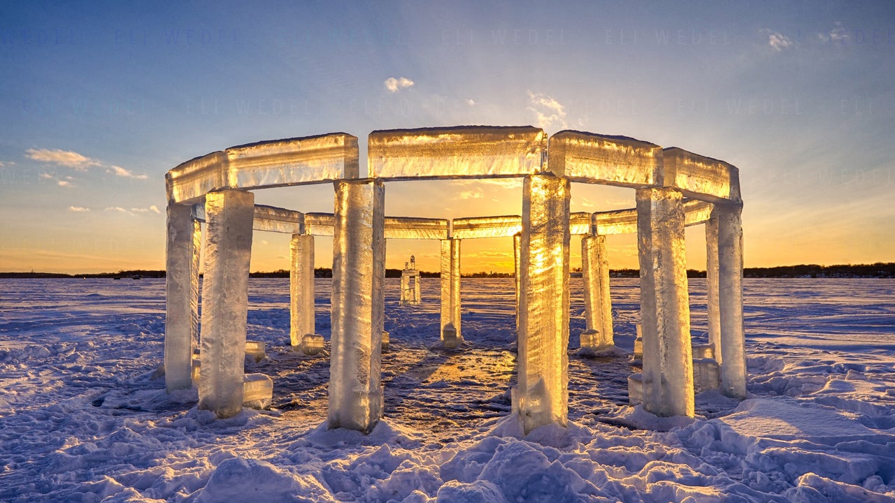 Friends in Lake Mills, Wisconsin, Build Icehenge Monument The Weather