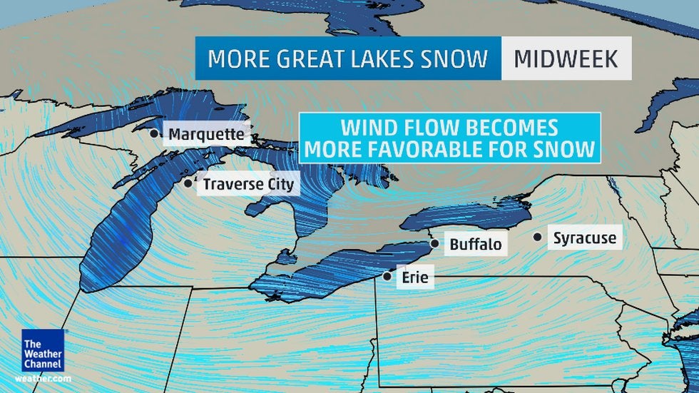 More LakeEffect Snow Ahead for Michigan, New York, Other Great Lakes