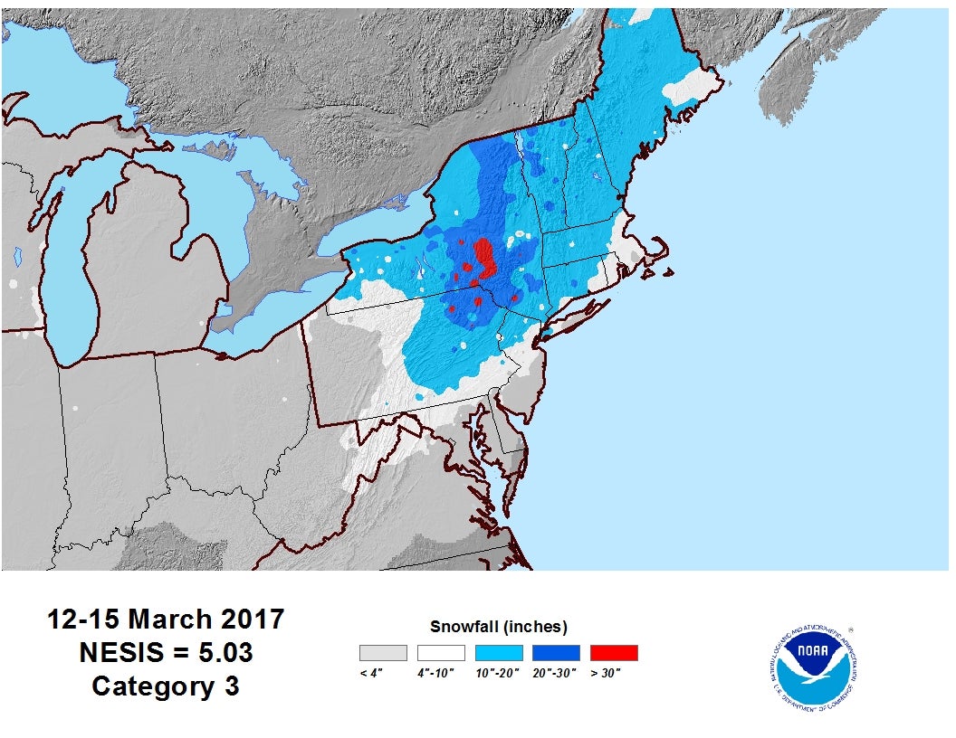 Winter Storm Stella was a Category 3 on Northeast Snowfall Impact Scale