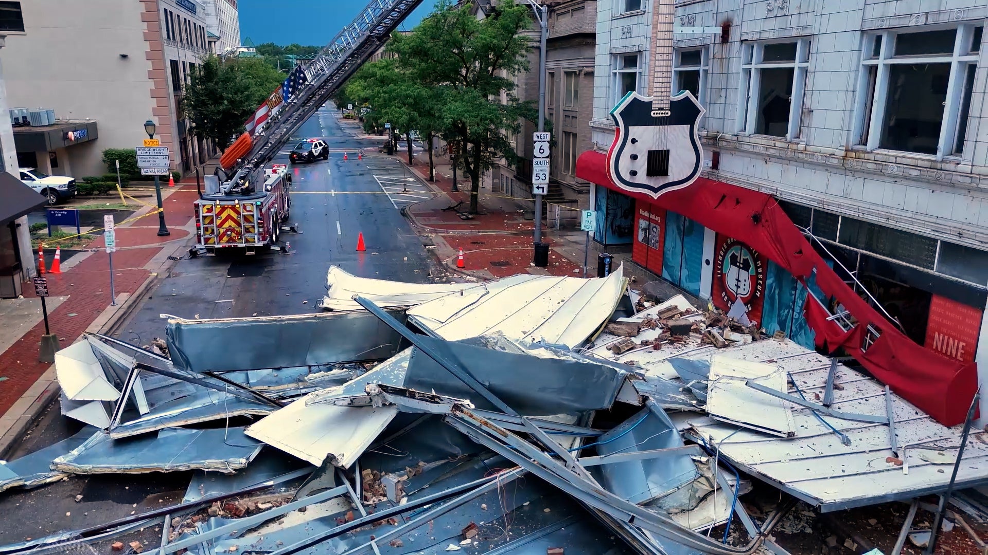 Storm Rips Roof Off Illinois Rock And Roll Museum Videos from The