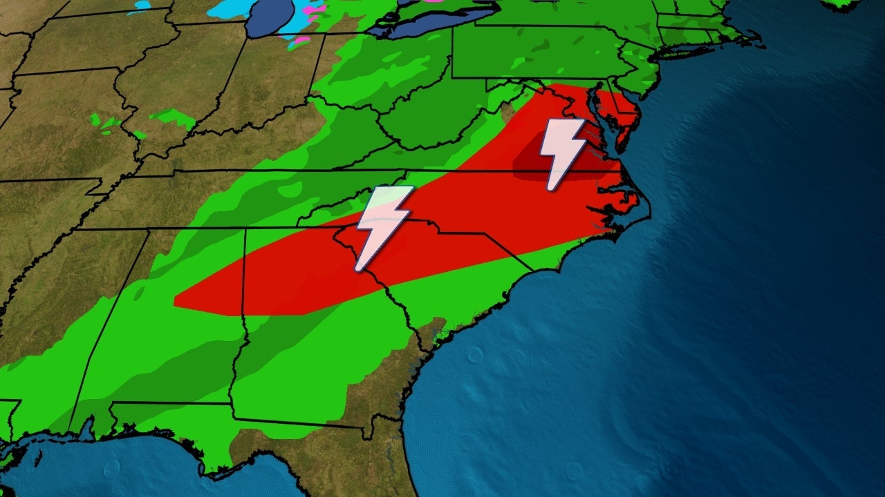 Scattered Severe Storms Possible in the MidAtlantic, Southeast on