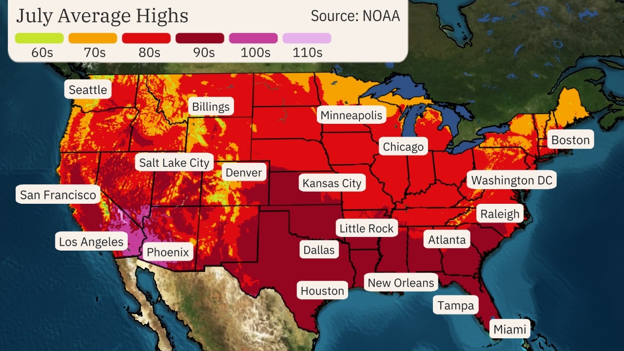 July 2019 Temperature Outlook Hot in Southeast, Northwest and