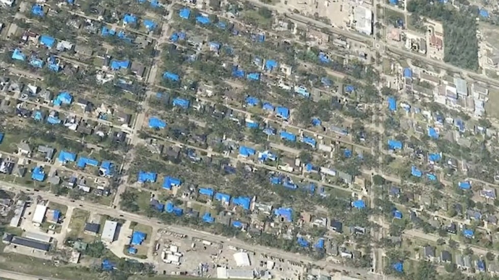 Blue Tarps on Lake Charles Homes Shows Damage Left by Laura as