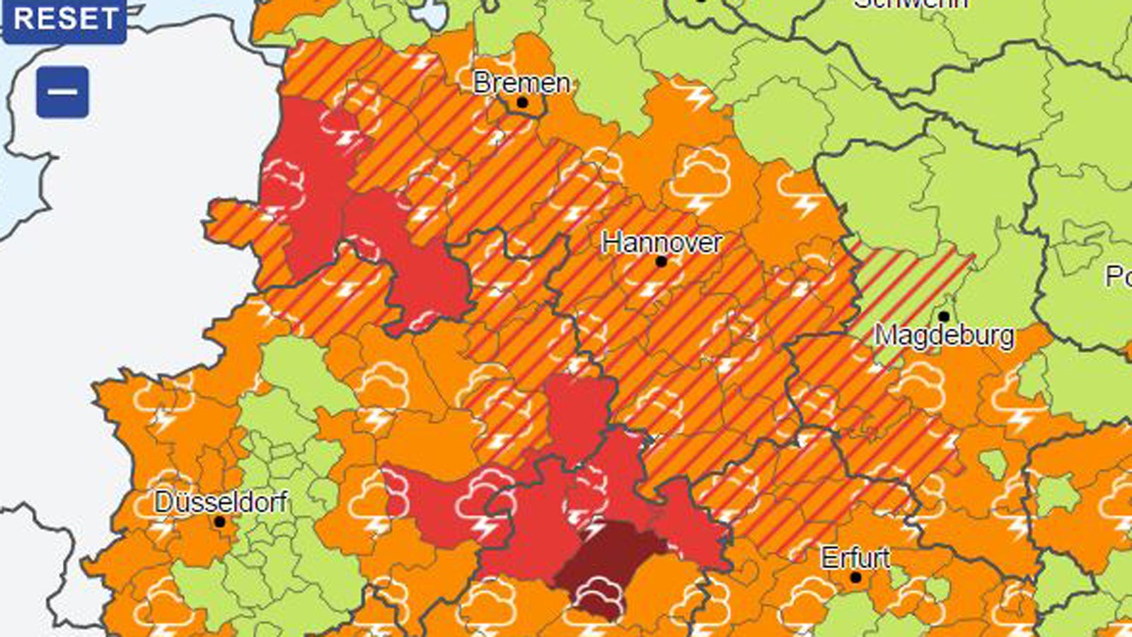 Starkregen und Hagel möglich Hier herrscht Alarmstufe Rot The