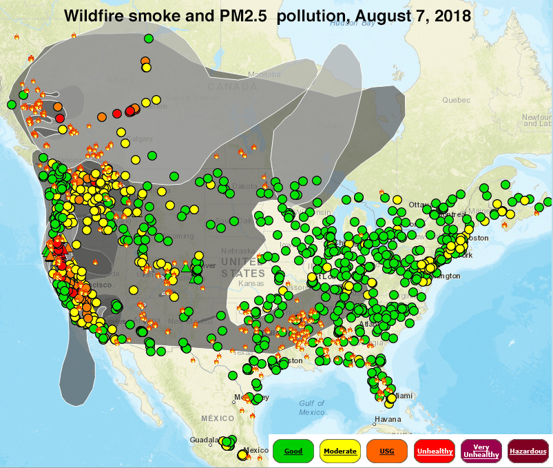 Wildfire Smoke Causing Hazardous Air Quality in Western U.S. Weather