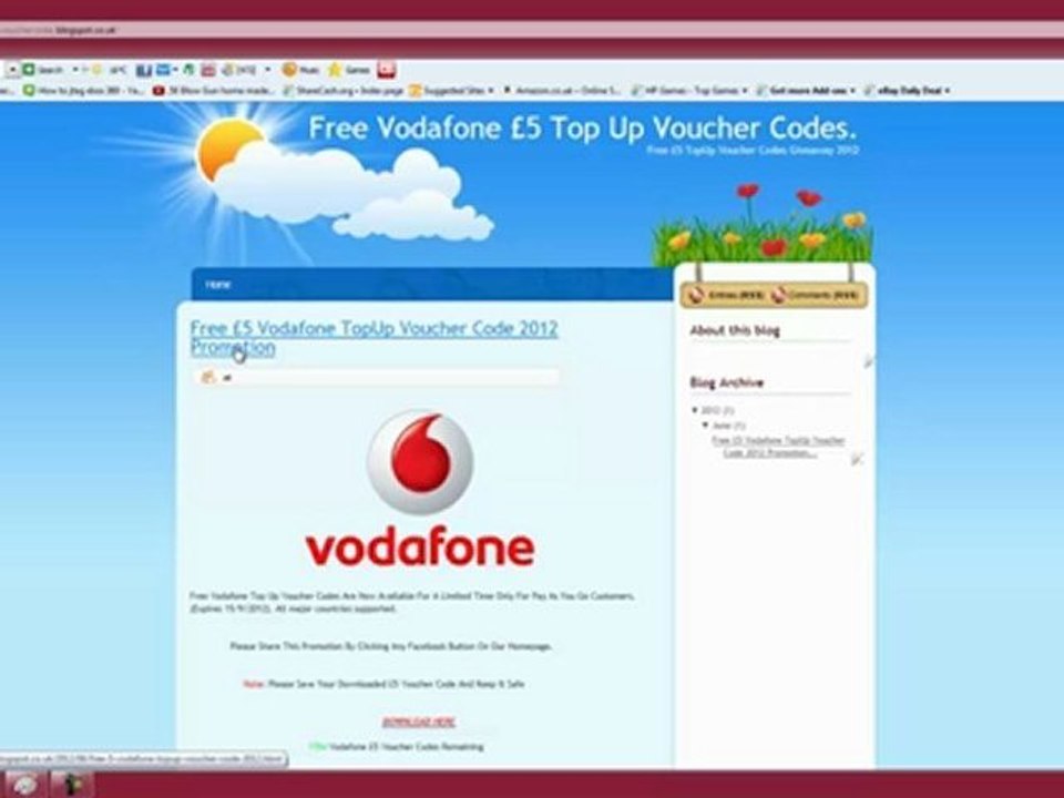 Free £5 Vodafone Voucher TopUp Codes video Dailymotion