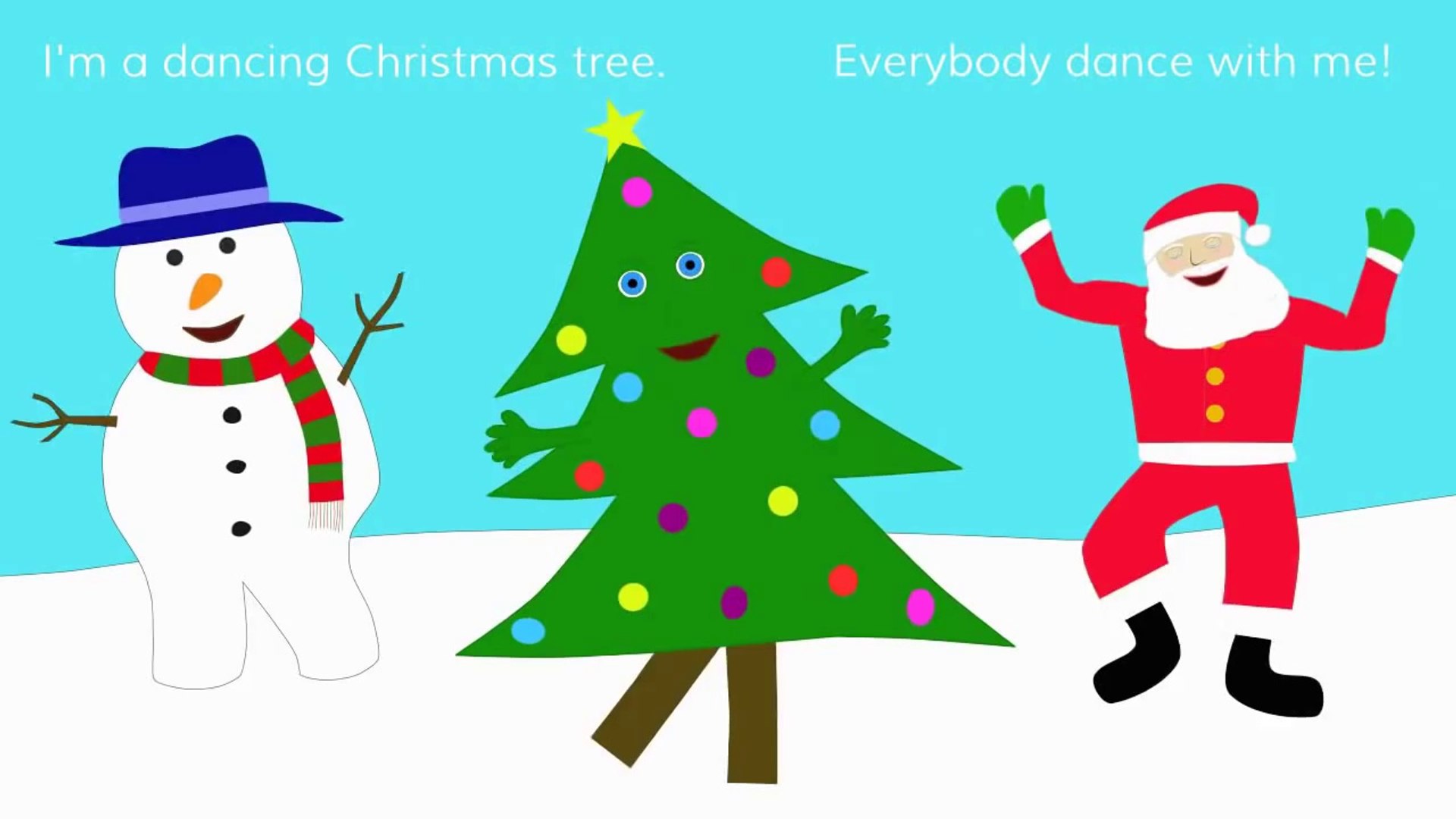 Dancing Christmas Tree And Snowman Clipart