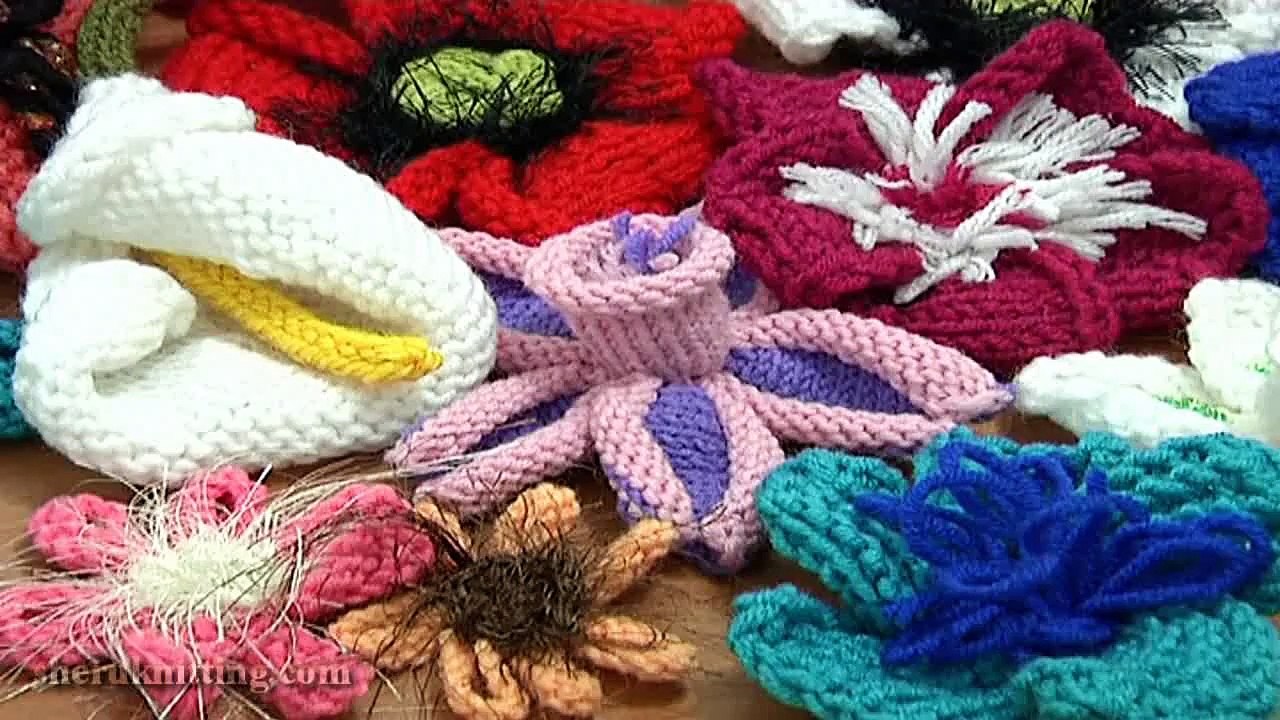 Knitting 7Petal Flower Tutorial 3 Easy Knitting Patterns video
