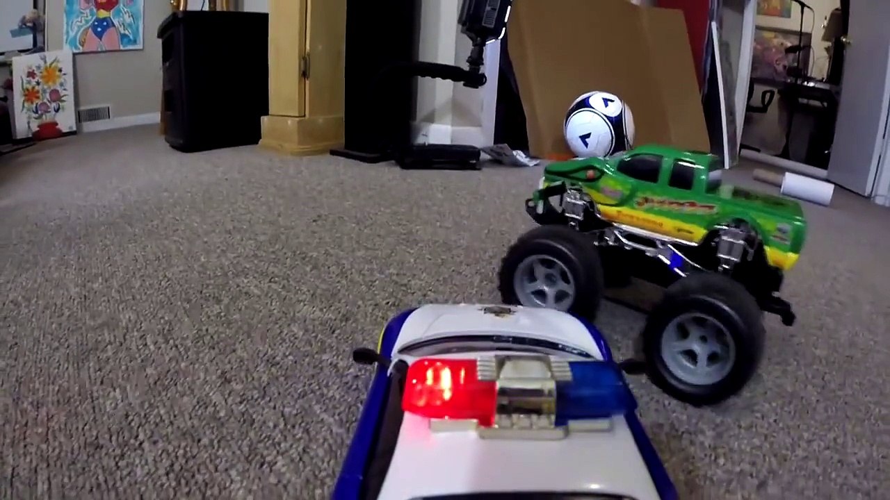RC POLICE CHASE Monster Truck Action CRASHES Toy FUN! Dailymotion Video