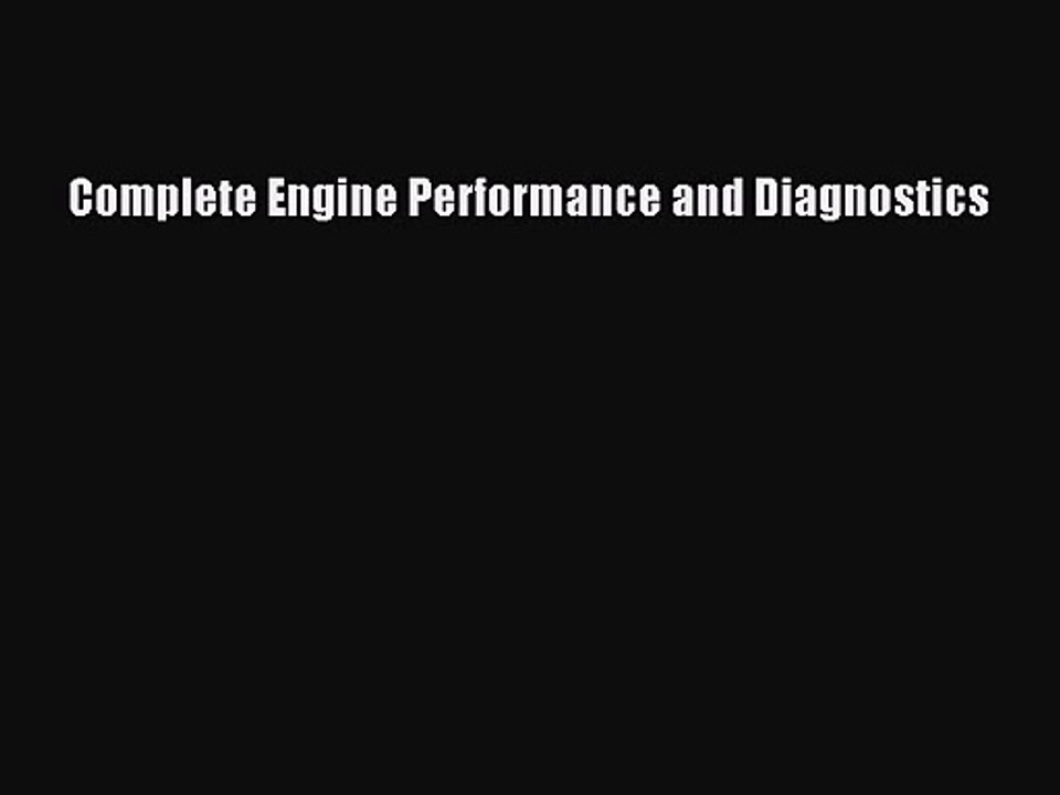 Complete Engine Performance and Diagnostics PDF Download - video