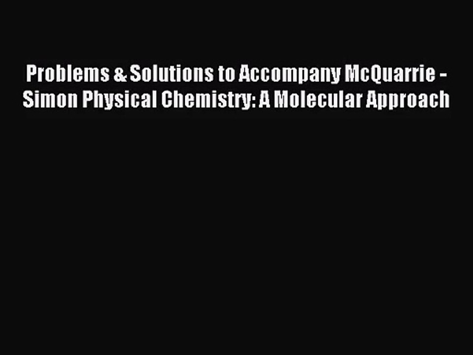 [PDF Download] Problems & Solutions to McQuarrie