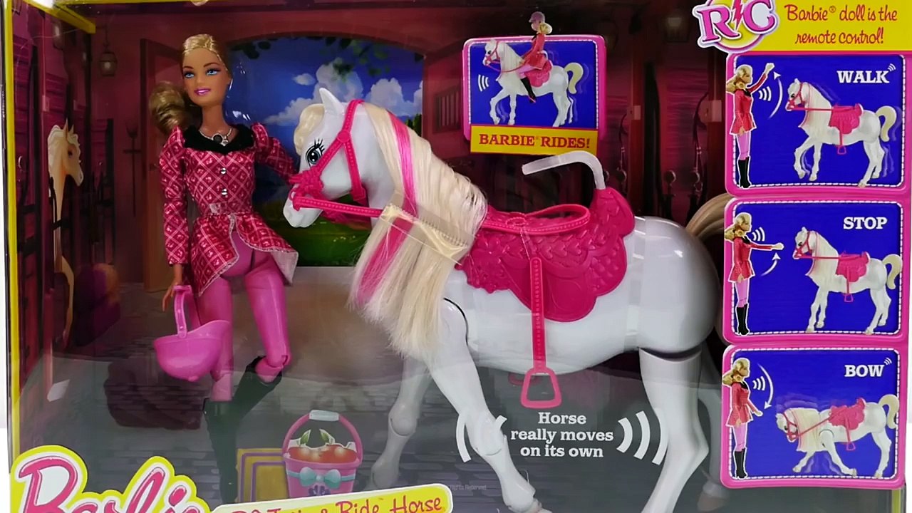 Barbies Remote Control Train & Ride Horse Barbie Doll Training Pony