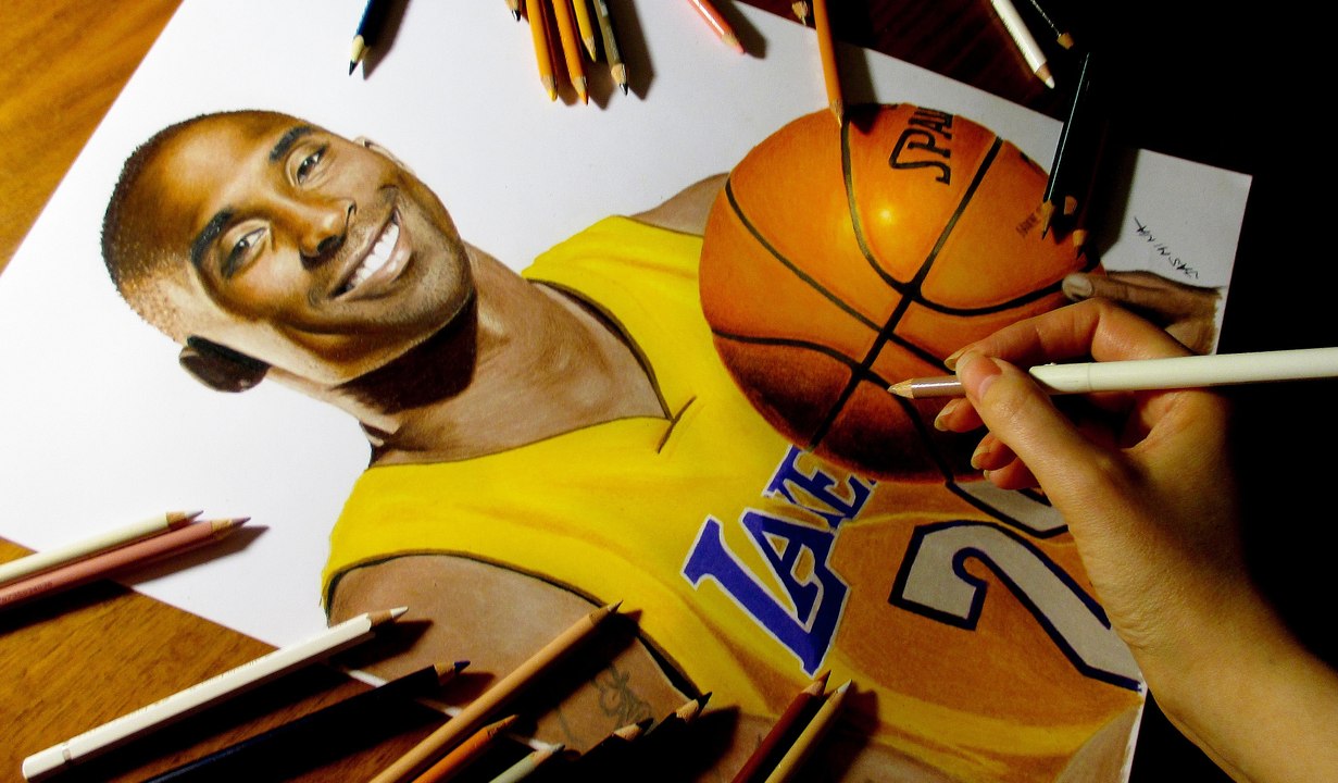 Pencil Kobe Bryant Dunking Drawing Drawing Easy