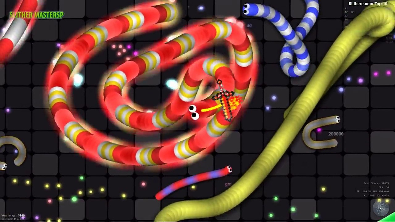 Slither.io 001 Strong Bad Snake Skin Hacked vs. 7,277,222,777 Snakes