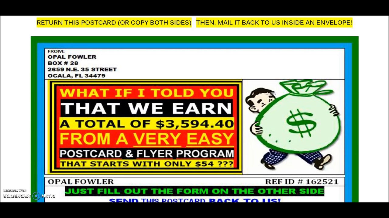 MAKE MONEY MAILING POSTCARDS MAILING FLYERS AUTOMATED MARKETING SYSTEM