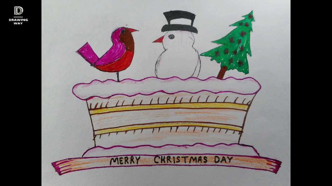 how to draw a christmas cake for chrismas day ( 97) video Dailymotion