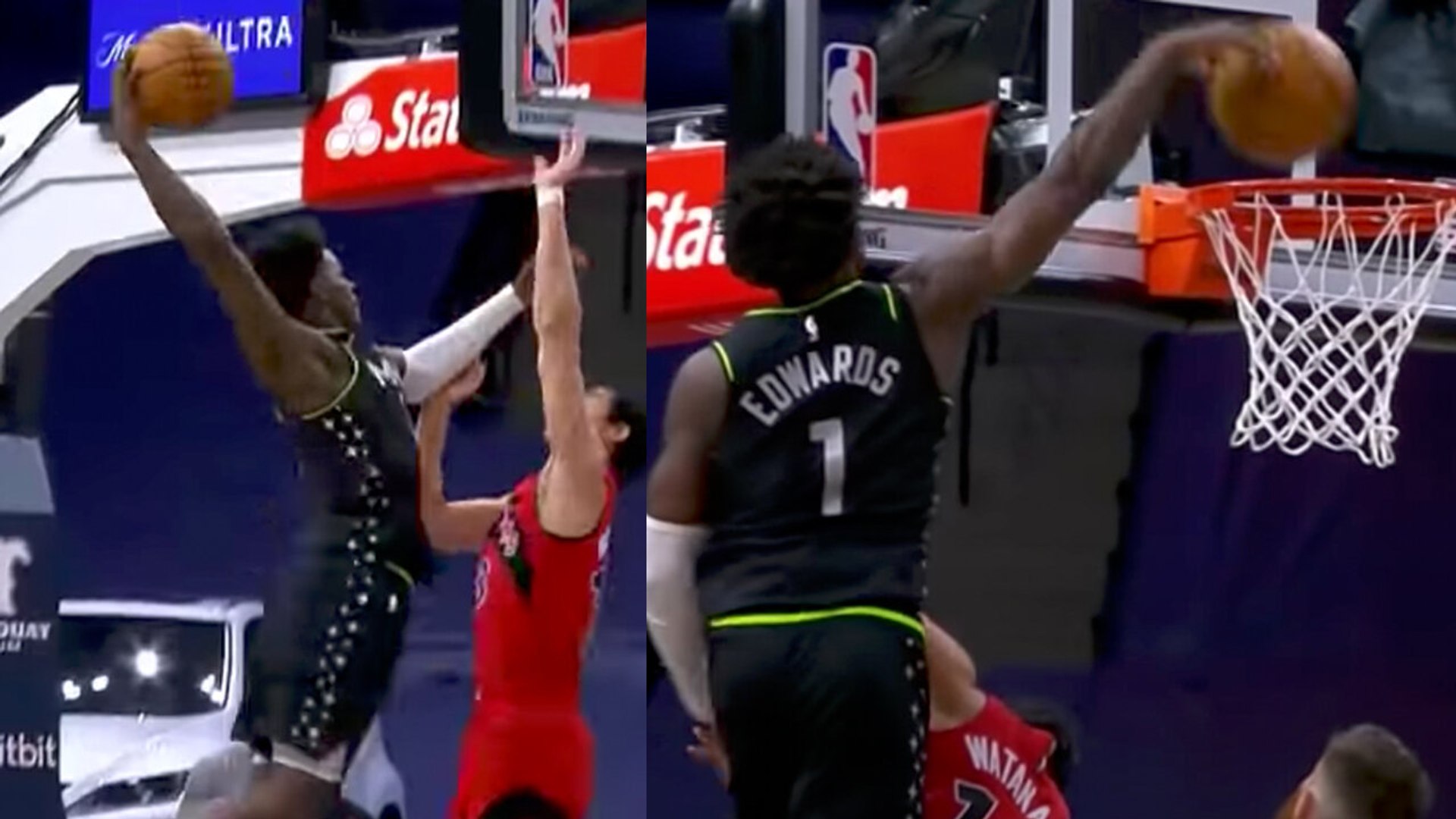 Anthony Edwards Dunk On Yuta Watanabe