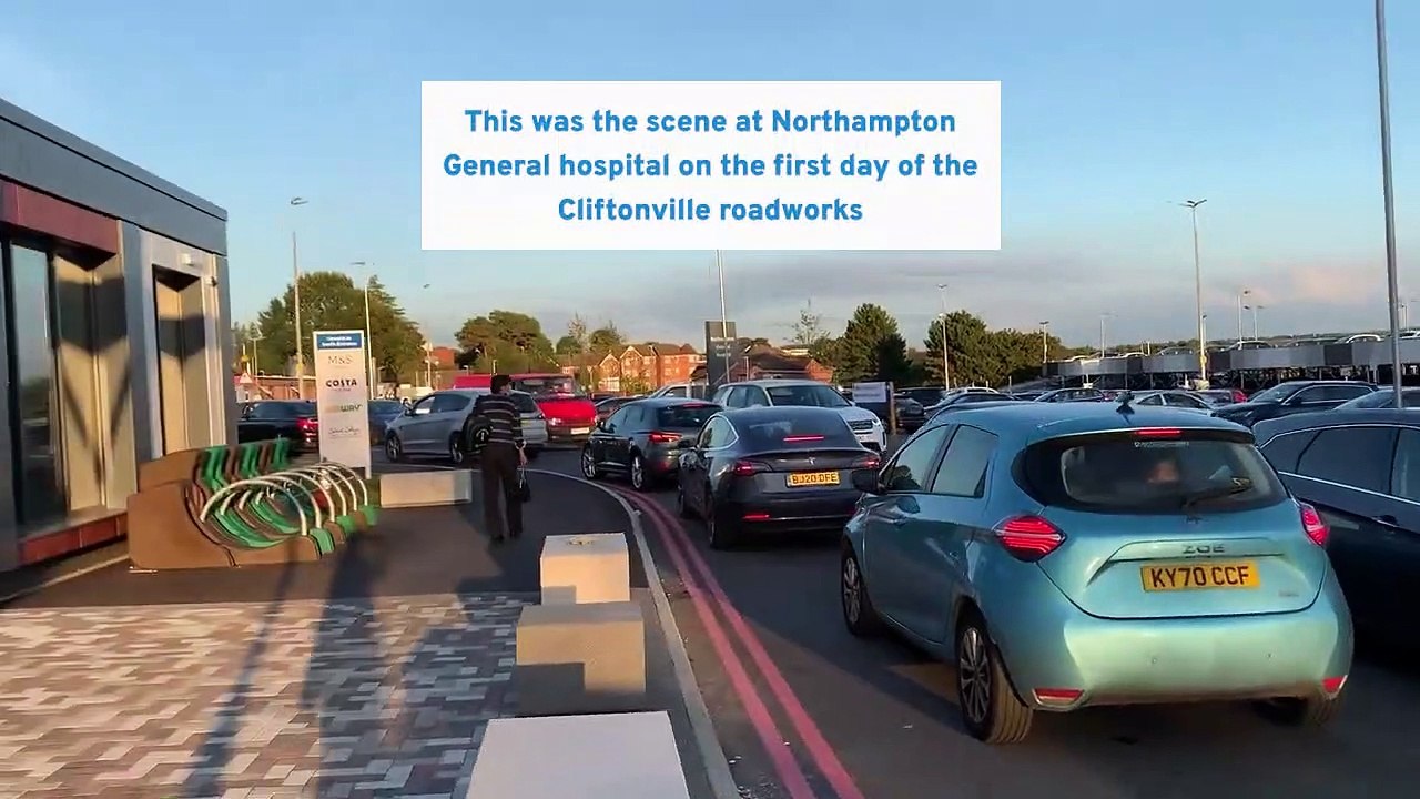 Cliftonville roadworks cause three hour traffic jam at Northampton General hospital video
