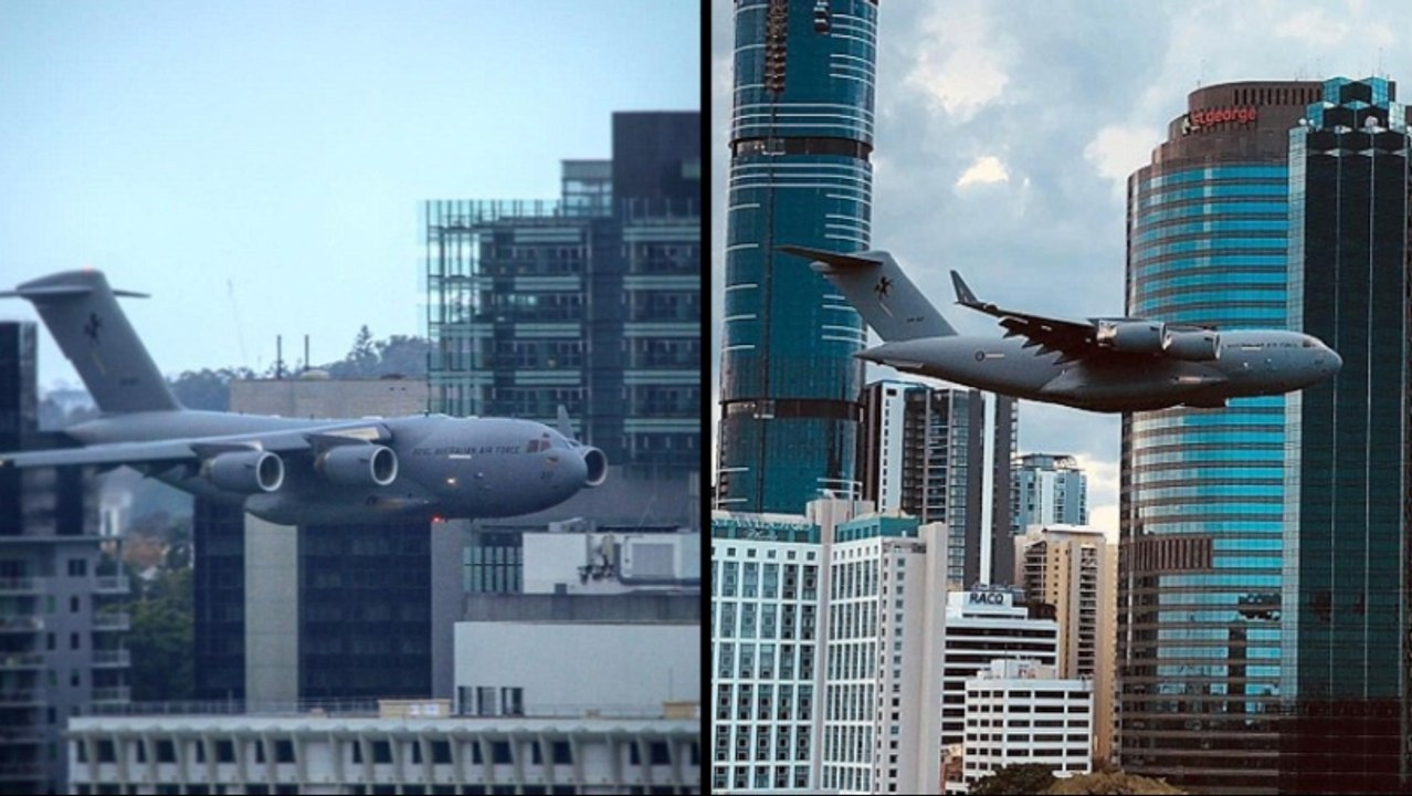 Footage Of Plane Flying Dangerously Close To Buildings