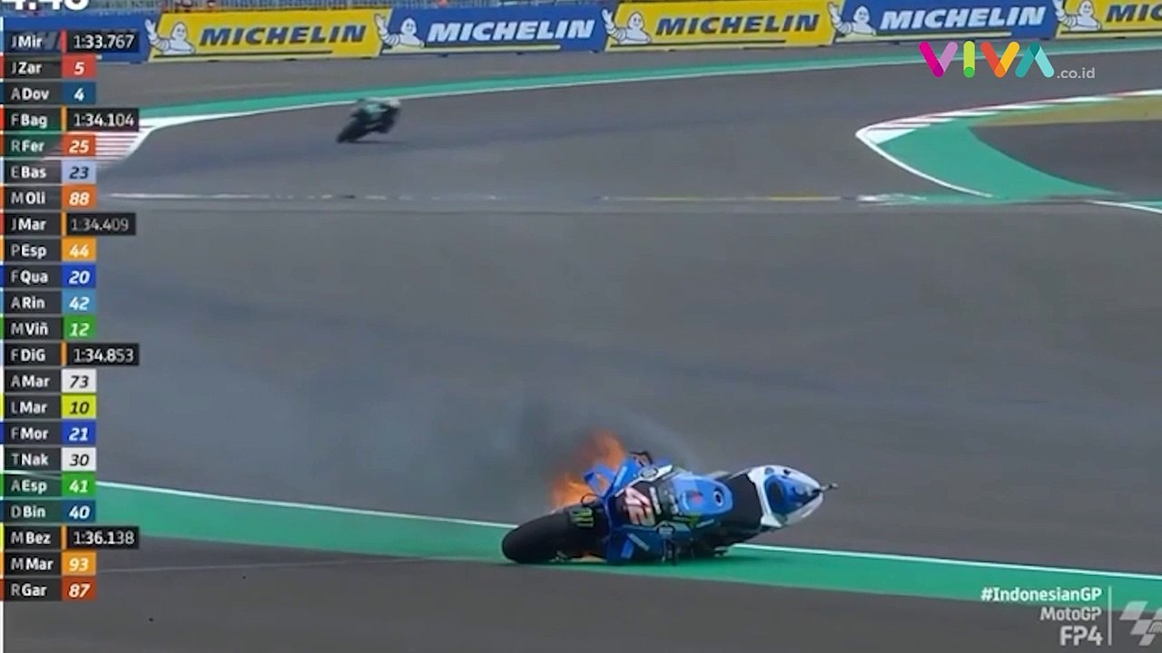Red Flag! Motor Alex Rins Terbakar di FP4 MotoGP Mandalika video