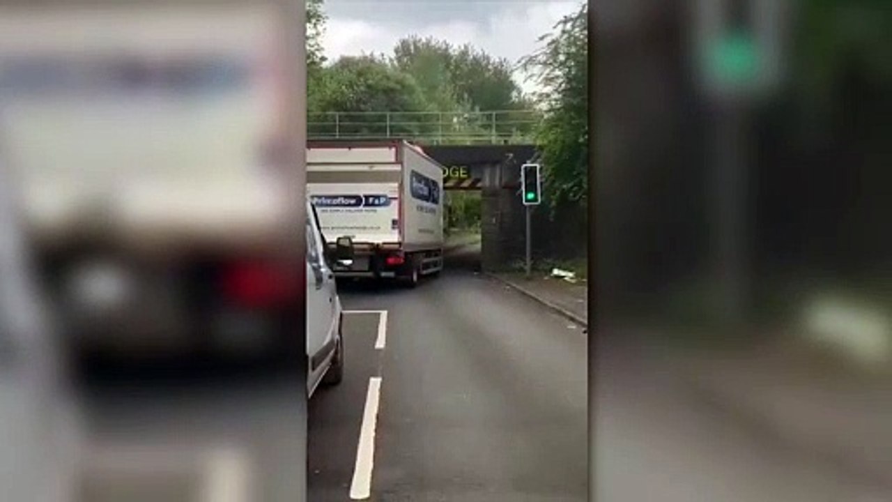 Van attempts to drive under Prescott Street bridge video Dailymotion