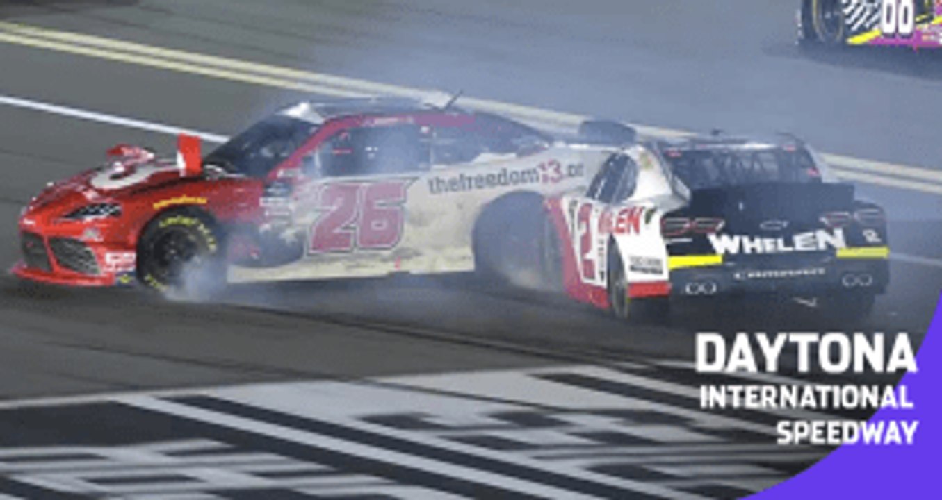 Nemechek spins into Creed after push by Brown at Daytona video