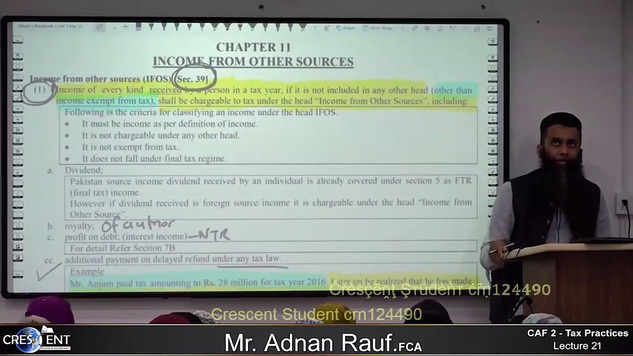 CAF2 Lecture 21 Tax sir Adnan Rauf 2023 video Dailymotion