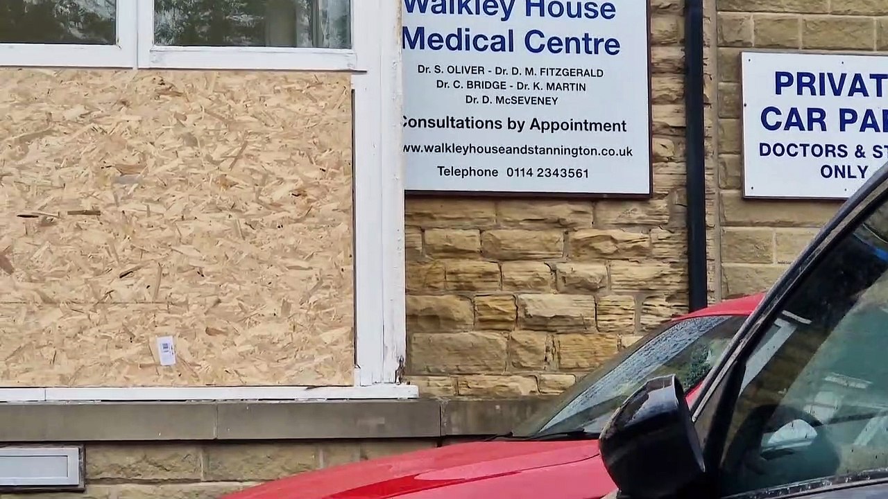 Walkley House Medical Centre Sheffield GP has windows smashed video