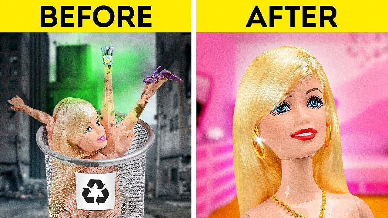 Barbie Transformation! Barbie Doll Makeover Hacks And Crafts video