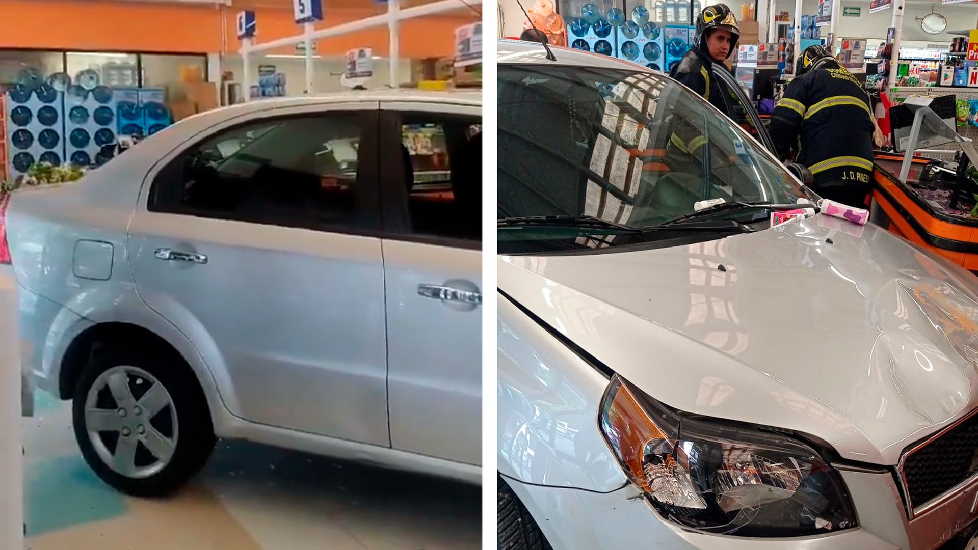 Accidente Churubusco Auto termina en las cajas del supermercado Sumesa