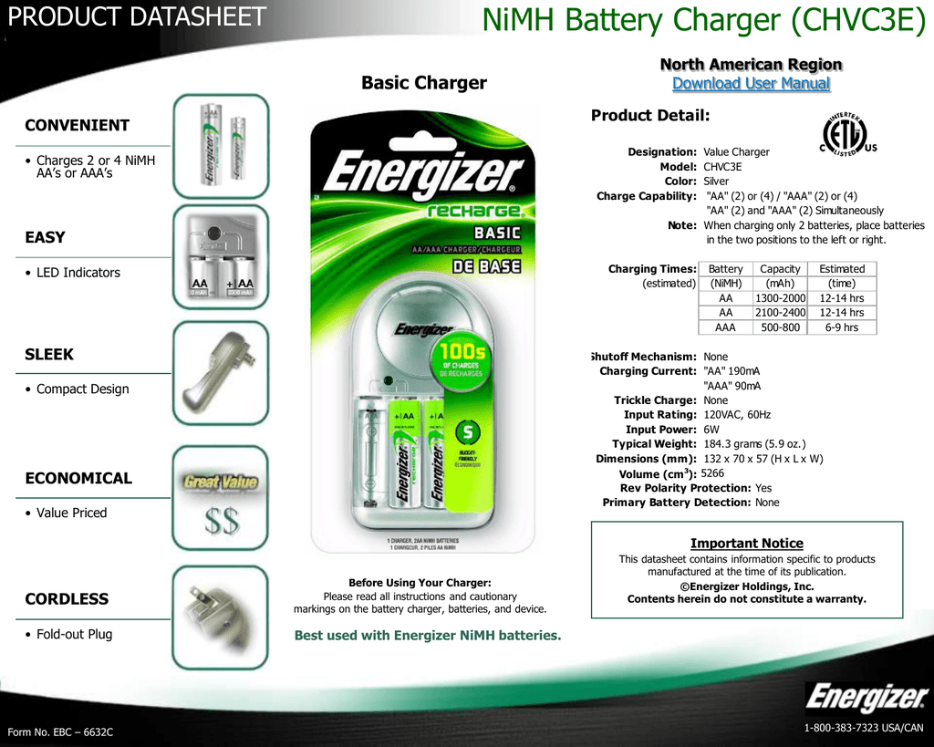 Energizer battery charger chdc8 instructions