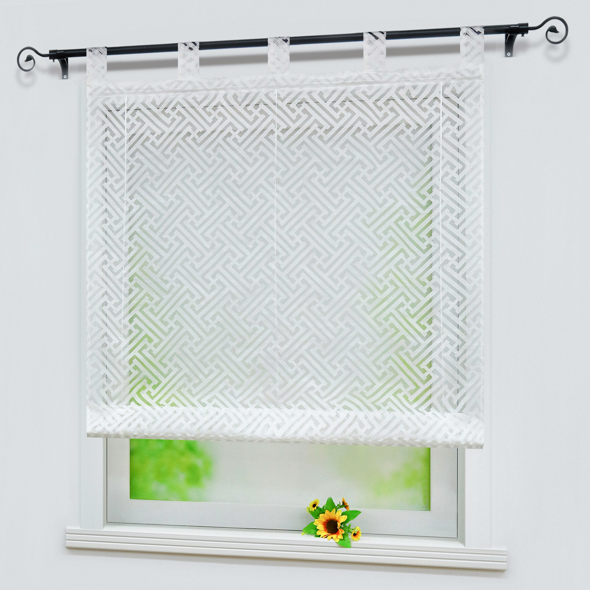 Raffgardine mit Ausbrenner »T« Voile Schlaufenrollo Haken