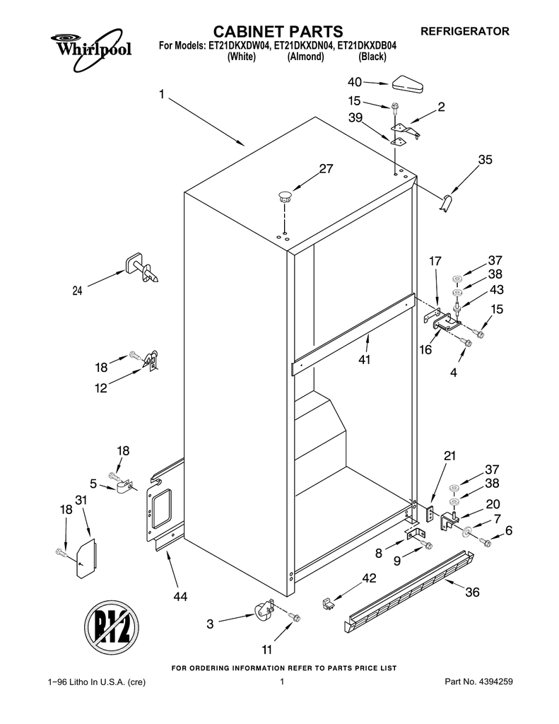 Whirlpool Refrigerator ET21DKXDB04 User manual Manualzz