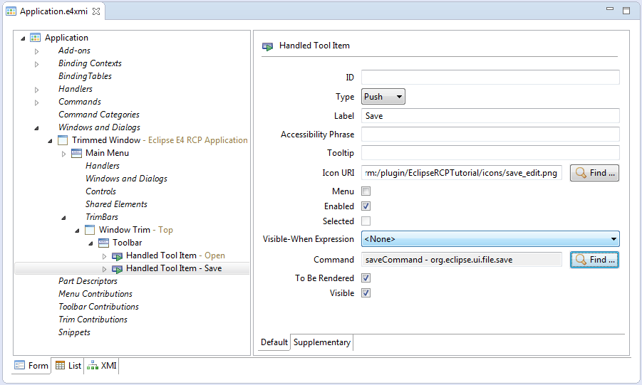 Eclipse Rcp Commands