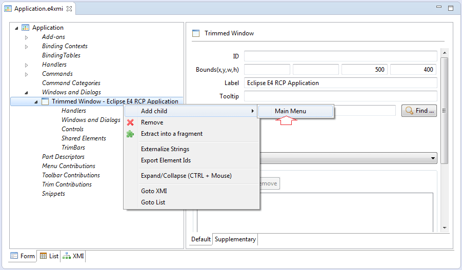 Eclipse Rcp Commands
