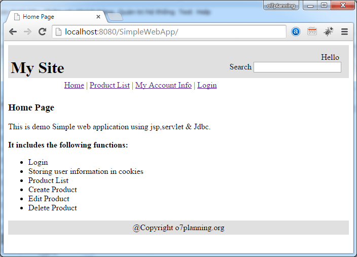 Create a Simple Java  Application Using Servlet, JSP and JDBC