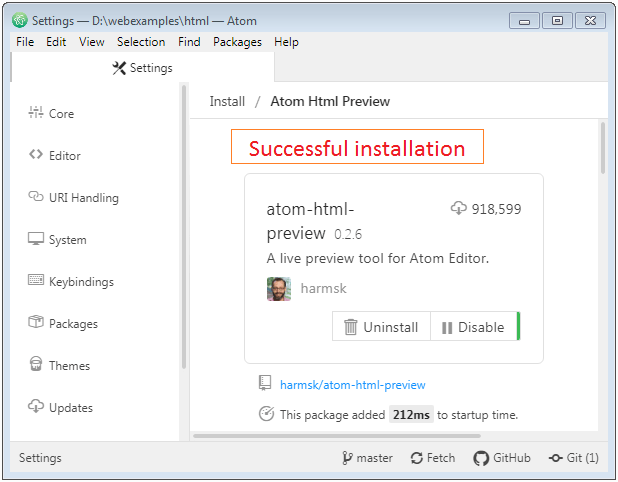 Install Atom Html Preview
