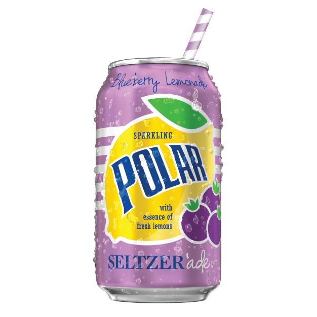 Polar + Polar Seltzer Water, Blueberry Lemonade, 12 Fl Oz (Pack of 8)