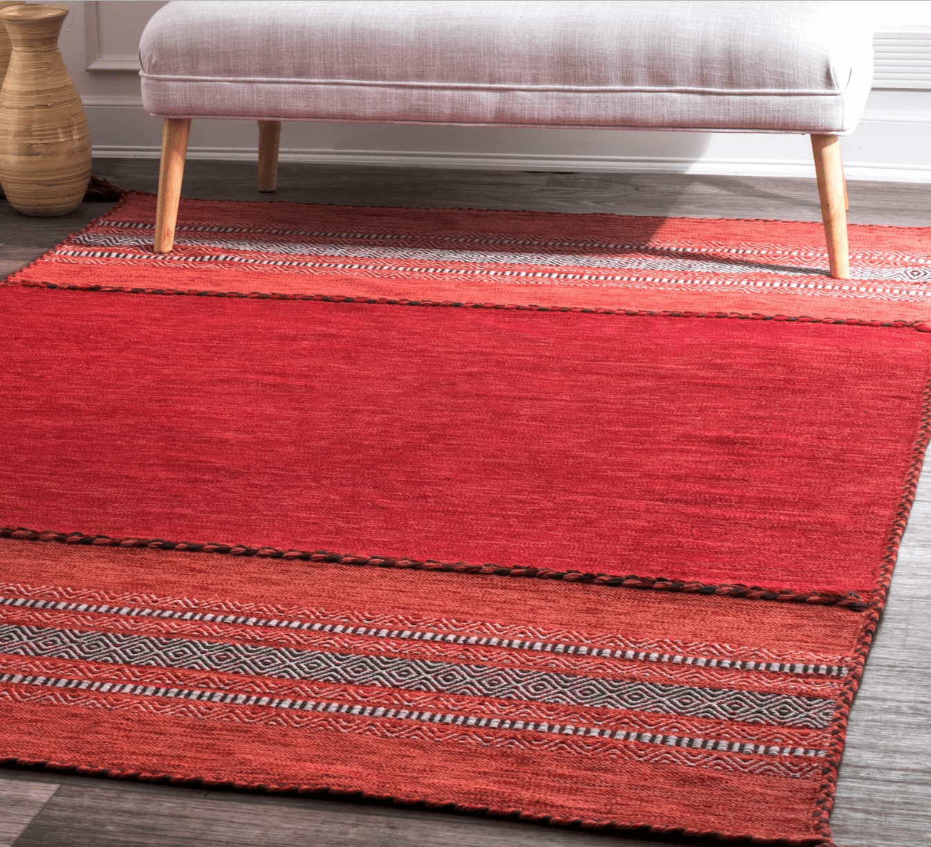 AllModern + Donvers Hand Woven Cotton Red Area Rug (5×8)