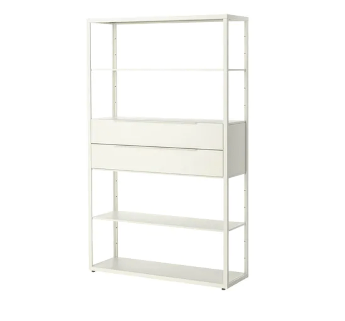IKEA + FJLKINGE Shelf unit with drawers, white