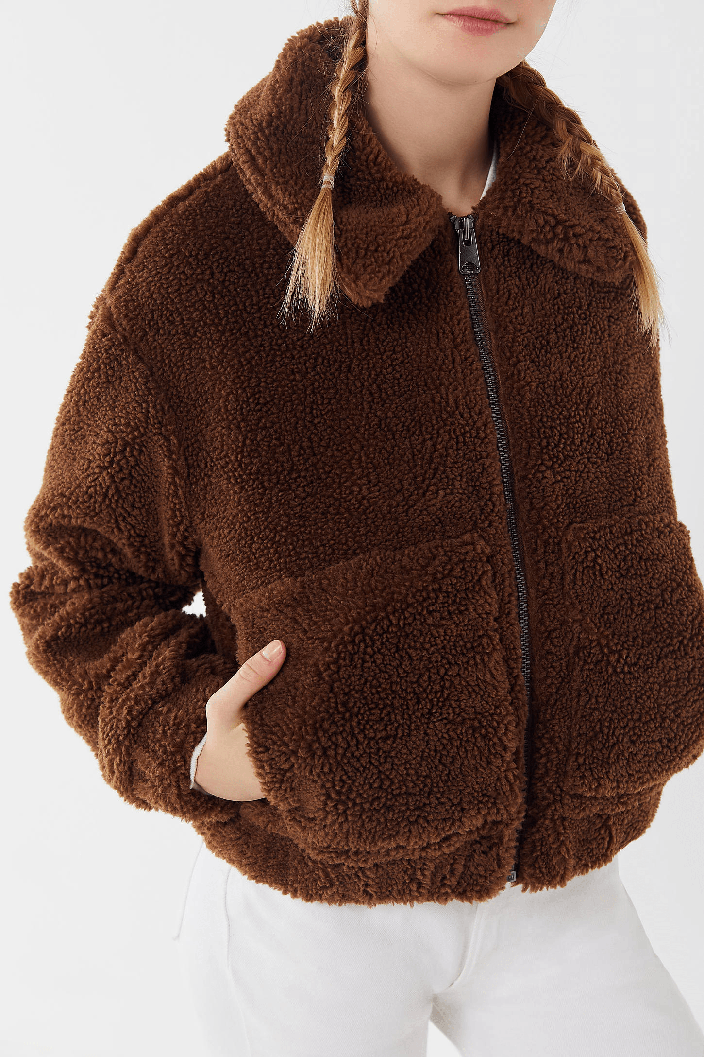 Urban Outfitters + Cropped Teddy Jacket