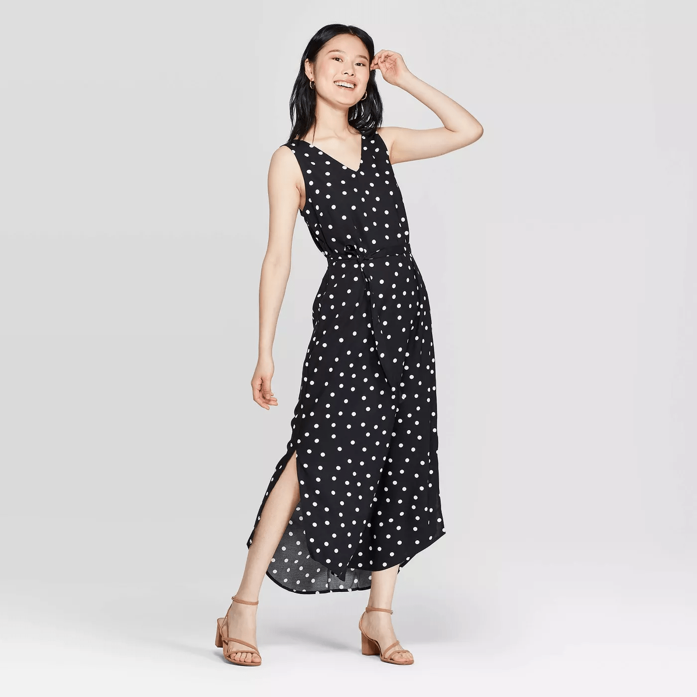 A New Day + Polka Dot Sleeveless VNeck Maxi Dress