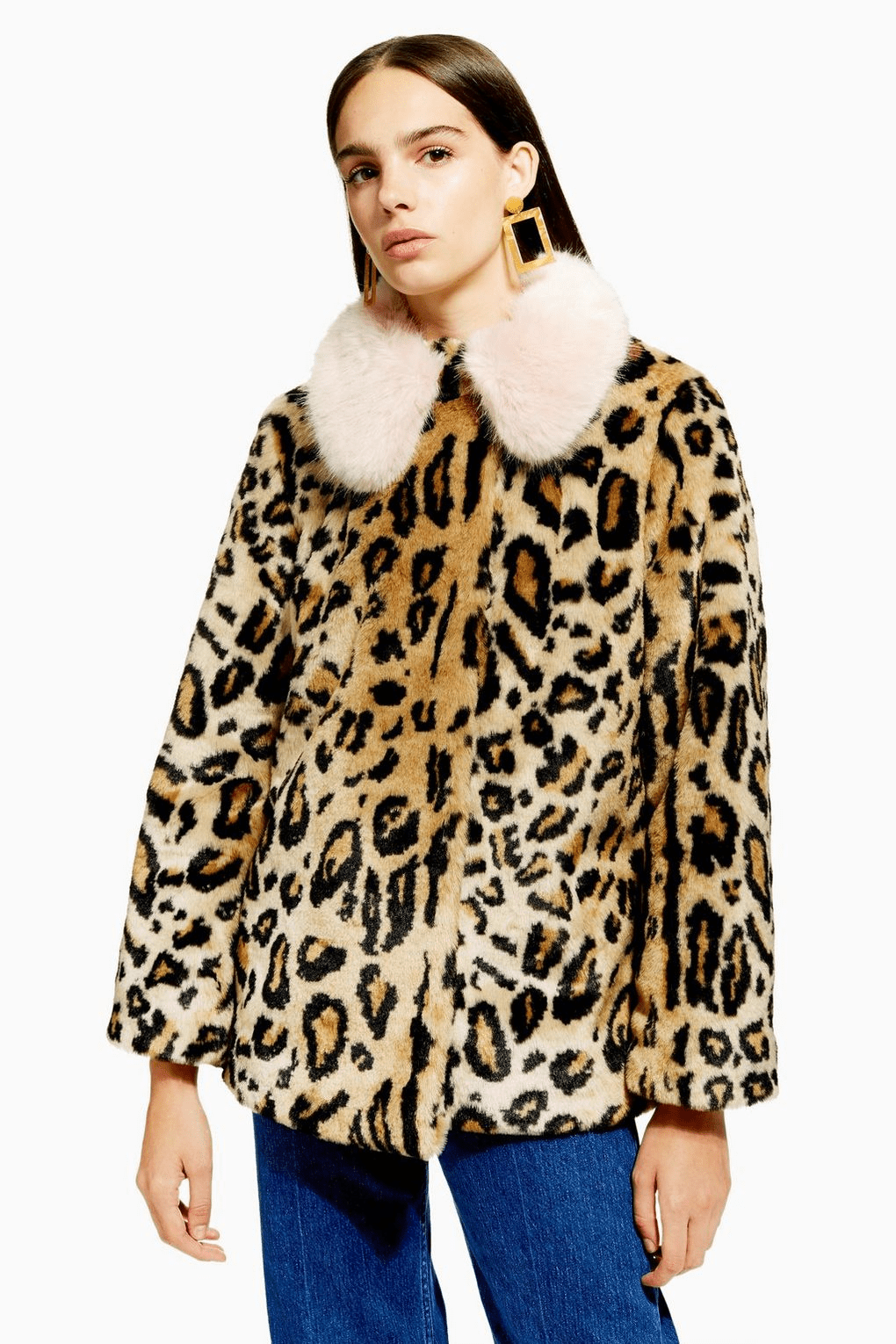 + Leopard Faux Fur Coat