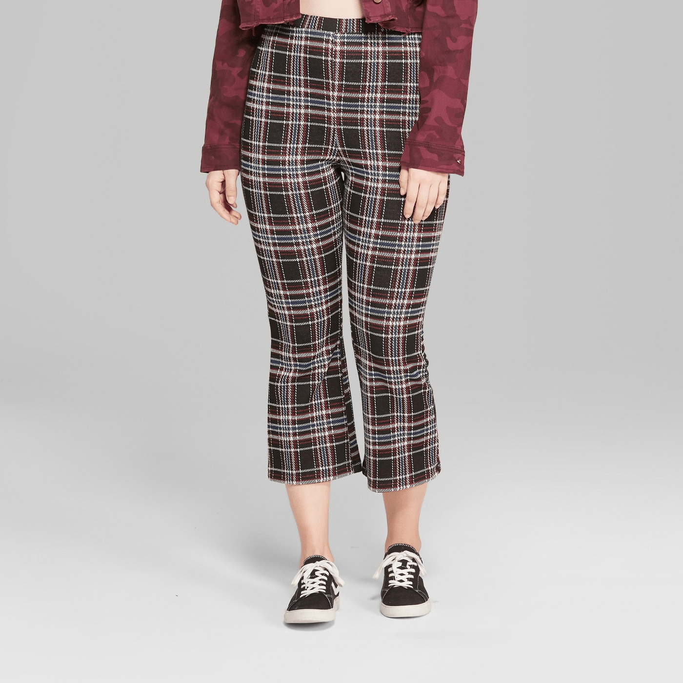 Wild Fable + Plaid Knit Kick Flare Cropped Pants