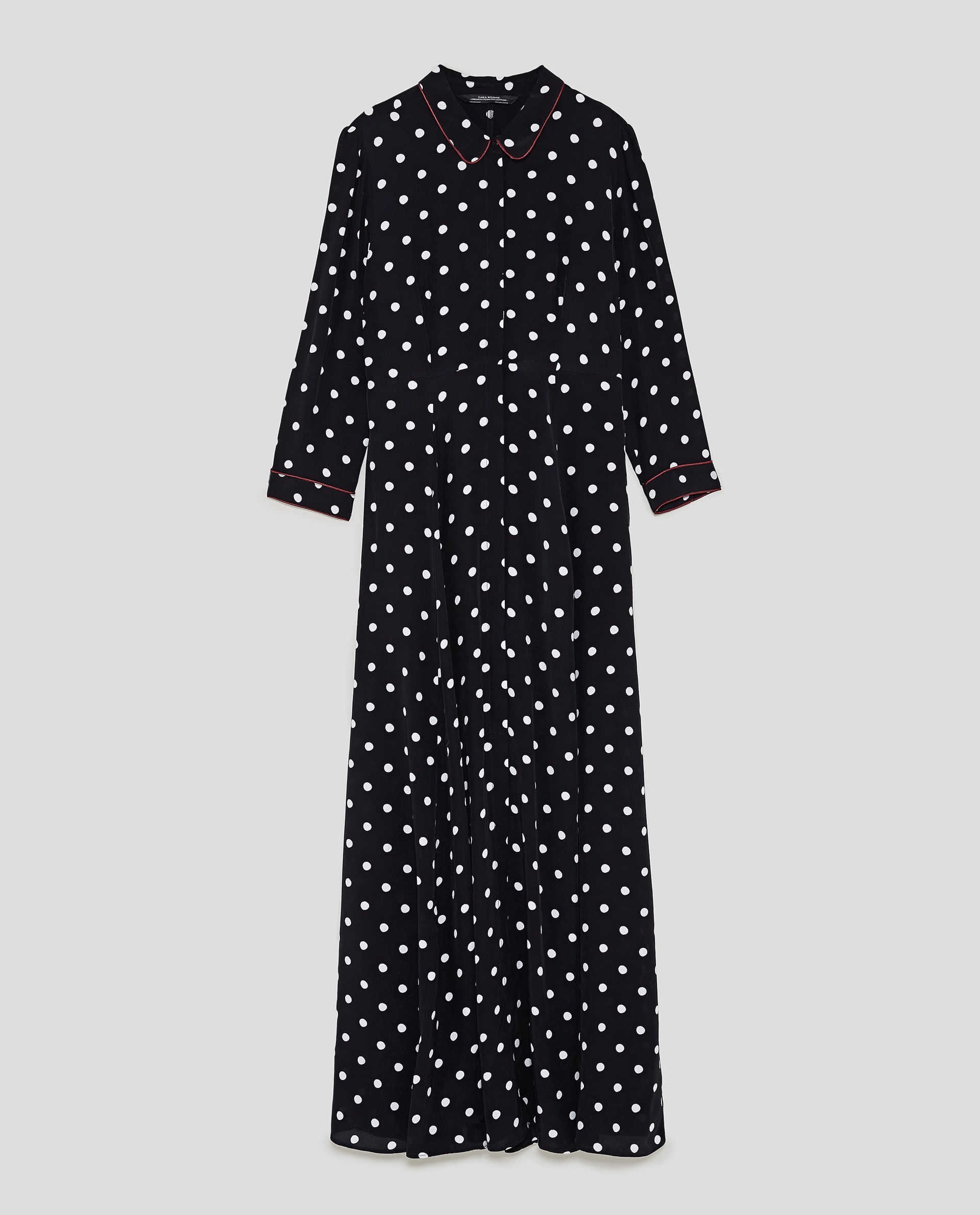 Zara + Long Polka Dot Dress