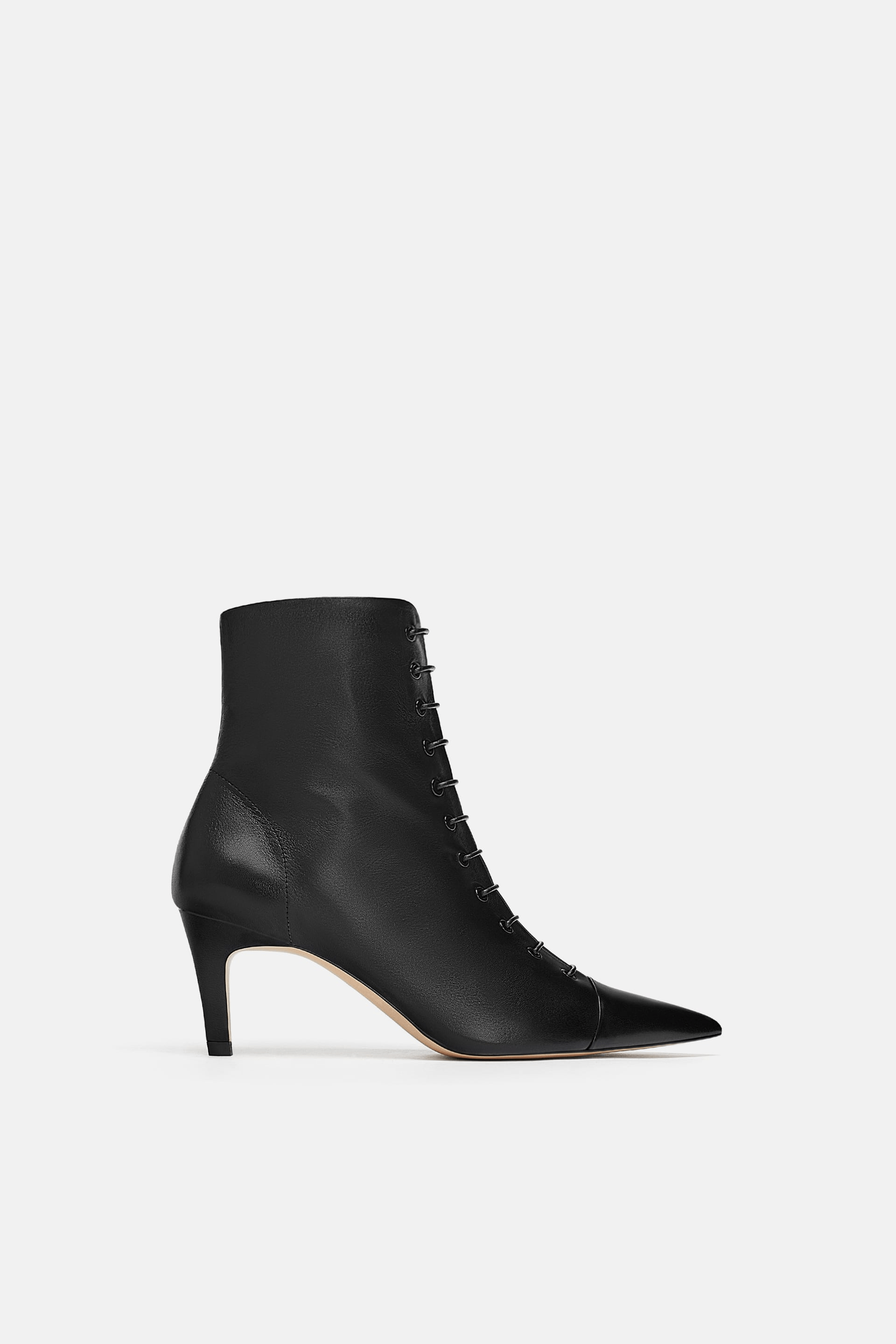 Zara + MidHeight Heeled Ankle Boots With Laces