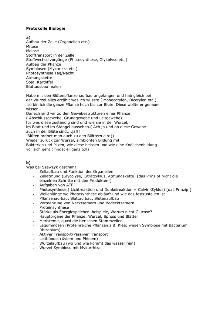 Protokolle Biologie www.nuut