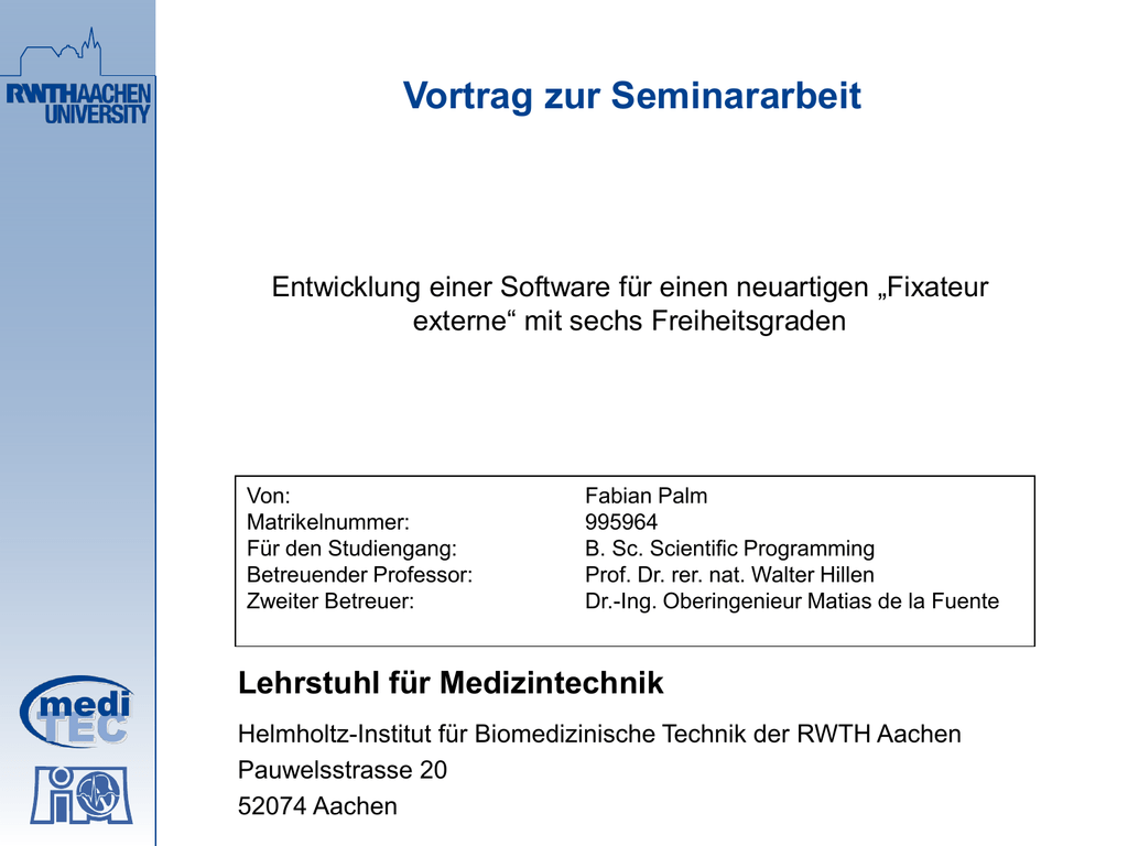 Vortrag zur Seminararbeit