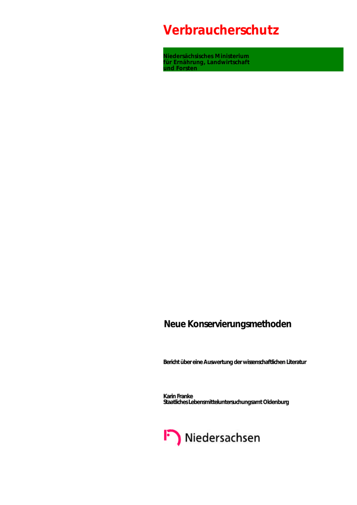 Neue Konservierungsmethoden Niedersächsisches Ministerium für