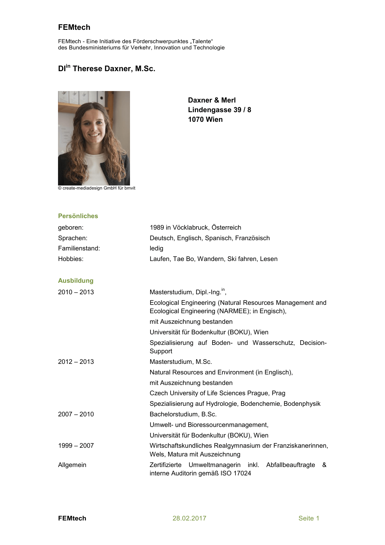 Lebenslauf als PDF